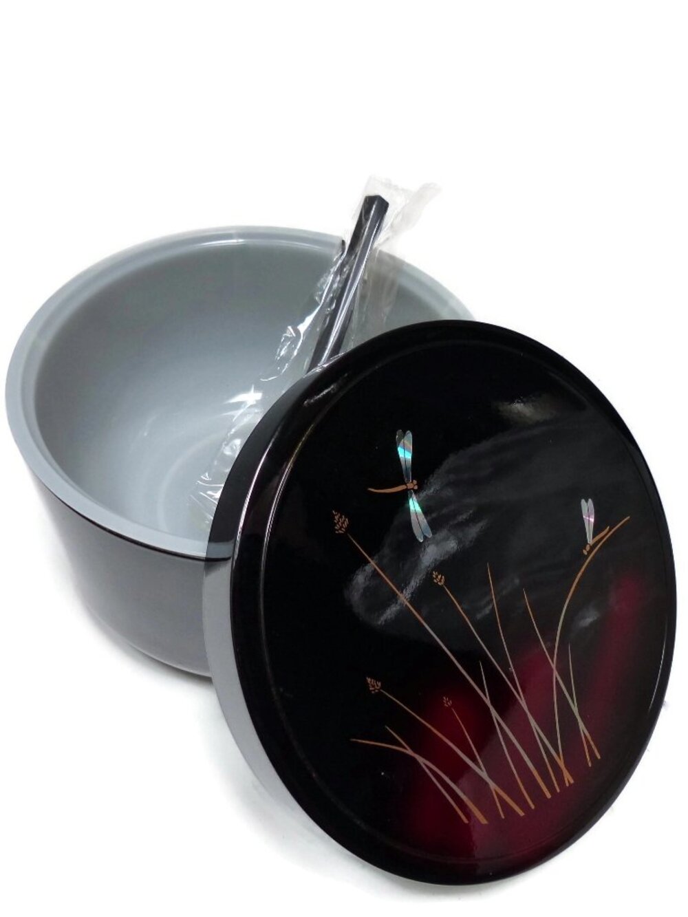 Japanese Family Size Lacquerware Rice Serving Bowl Lid Insert Pot Never Used